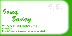 irma boday business card