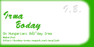 irma boday business card